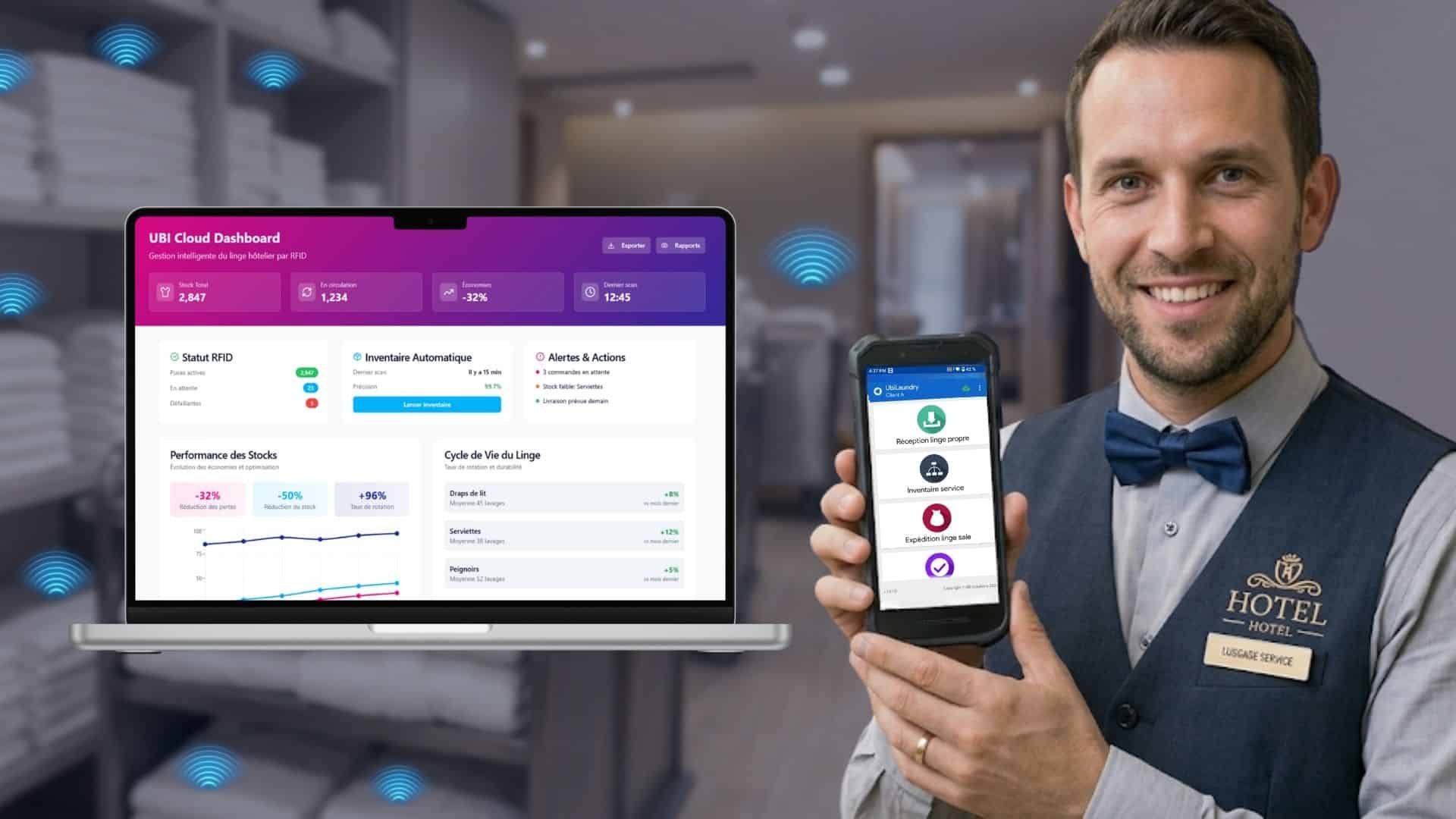 Solution traçabilité RFID blanchisserie UBI Laundry
